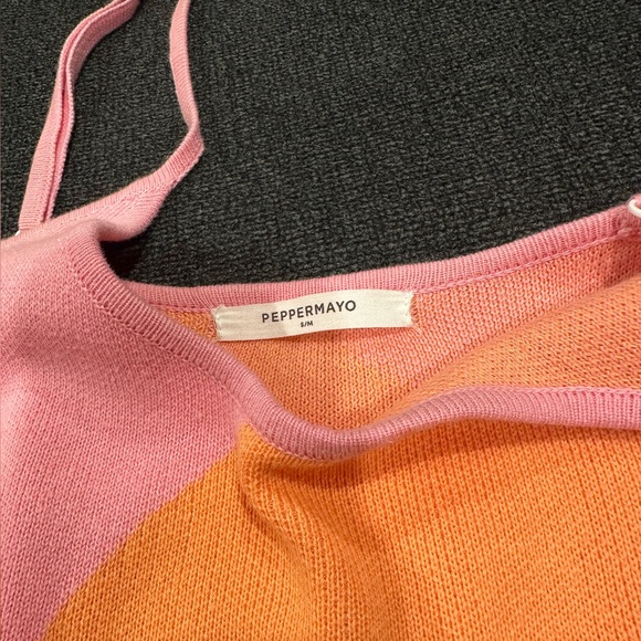 Peppermayo Cali Sweetheart Knit Maxi Dress Pink and Orange Checkers size S/M - Picture 4 of 6